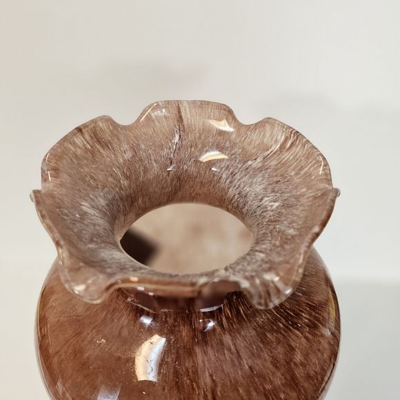 Murano Glass Flower Vase Deep Pink Swirl Gloss Italy Traditional Cristalvi 8x14" - Picture 7 of 16